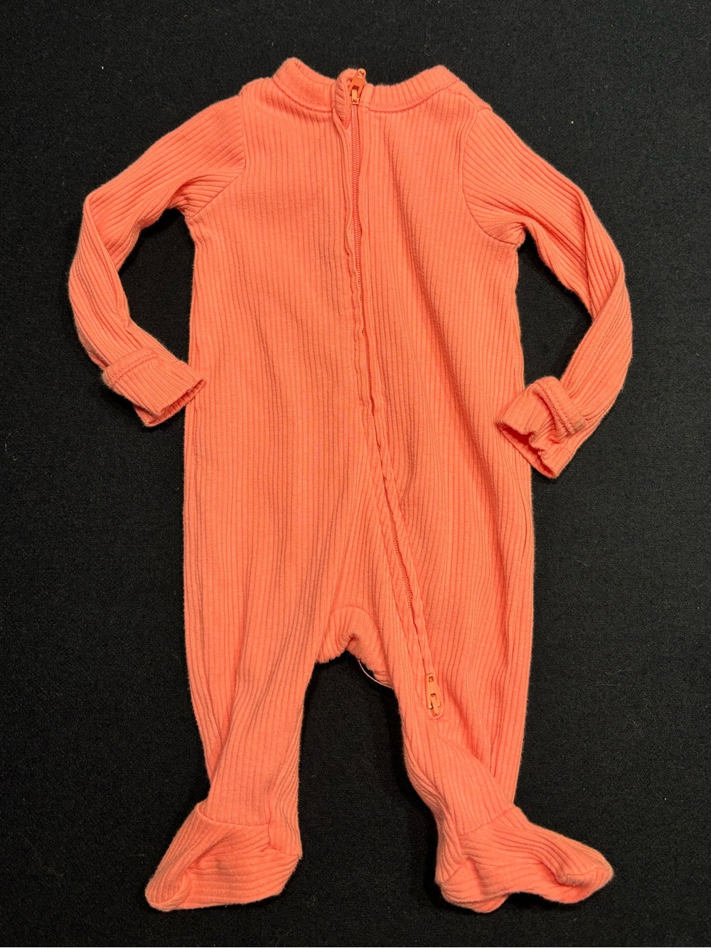 Old Navy Hot Pink Ribbed Zip-Front Footed One-Piece - Newborn